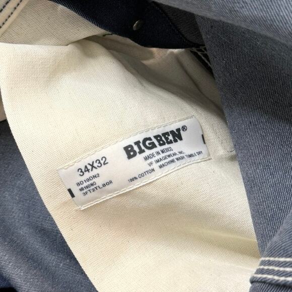 Vintage 90s Big Ben Denim Overalls Size 34x32 Work Farm Farming Outdoor - Picture 4 of 9